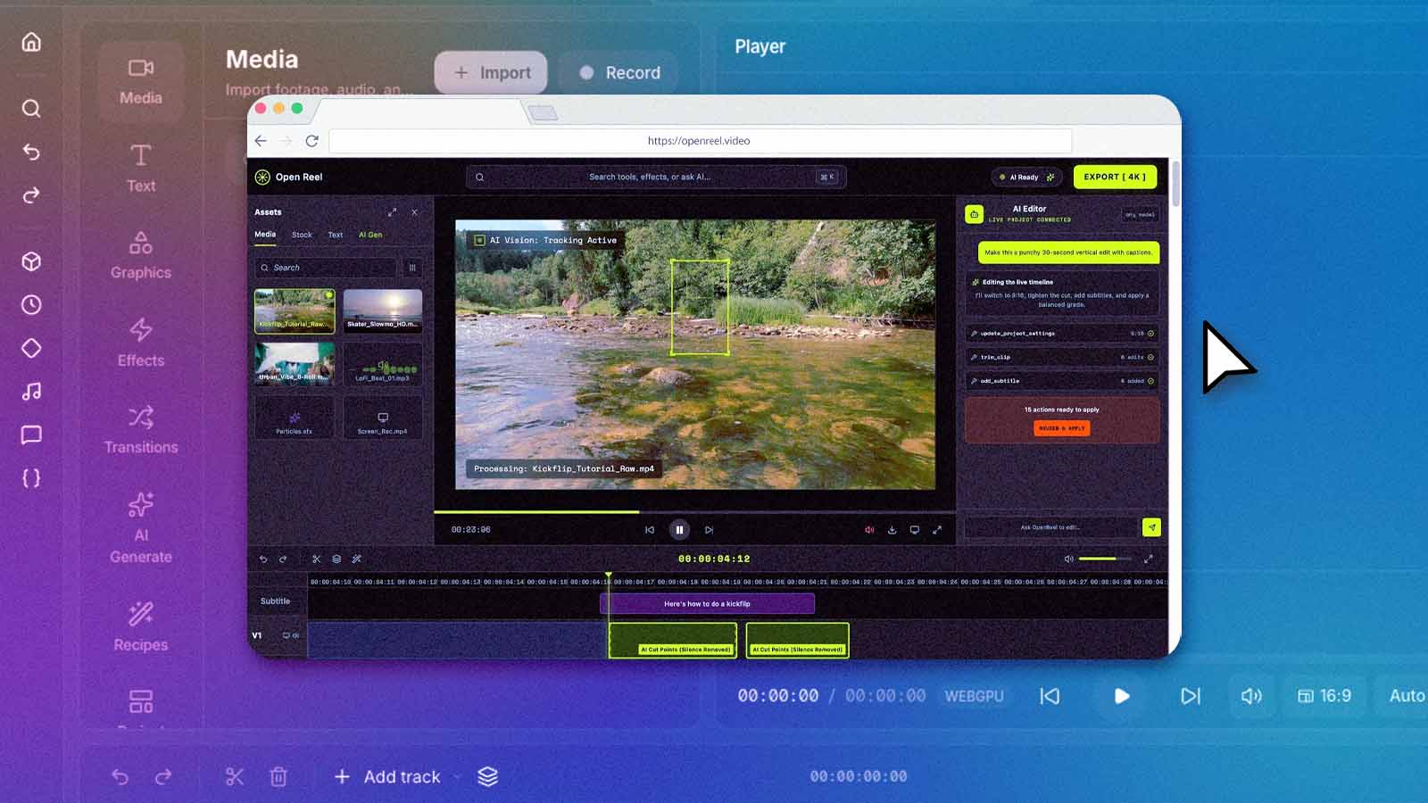 editor de vídeo online OpenReel