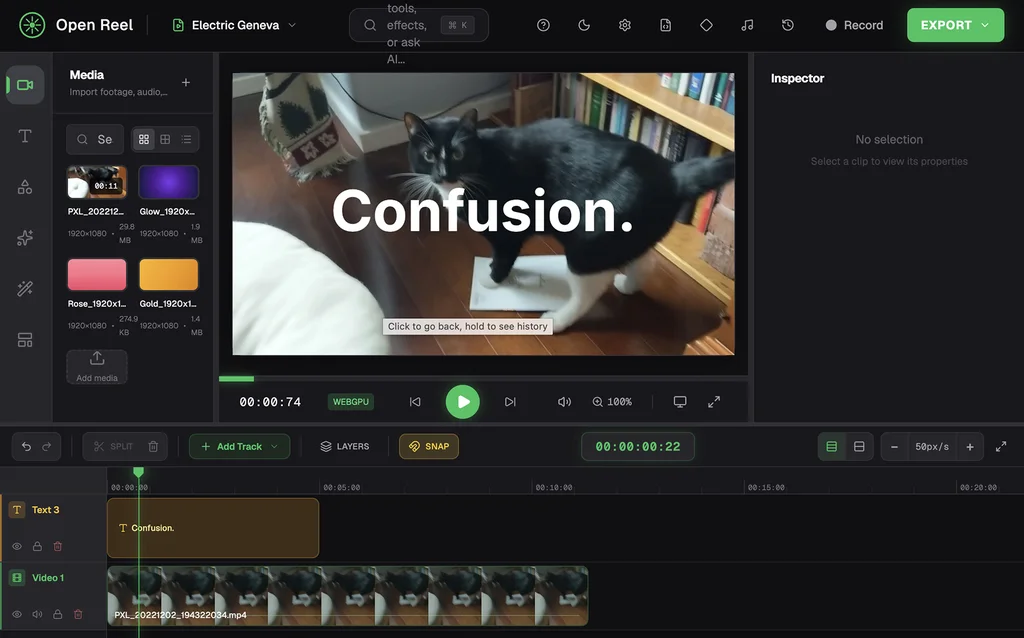 editor de v&iacute;deo online OpenReel