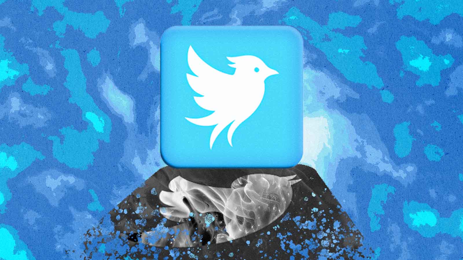 Novo símbolo da Twitter.now, com um pássaro branco sobre fundo azul.
