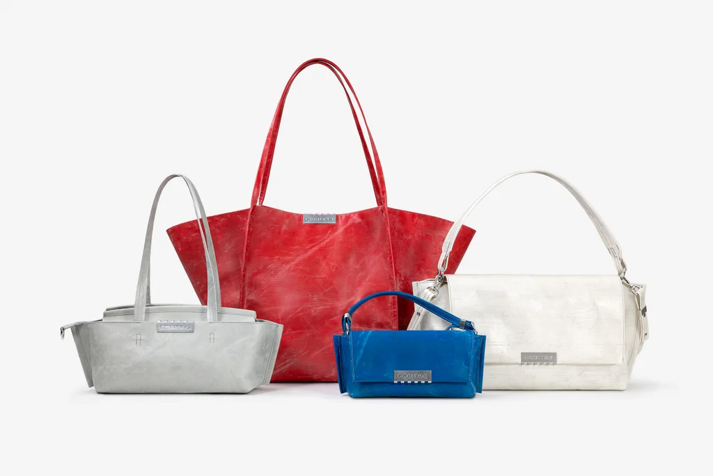 bolsas de luxo feitas com lona reciclada de caminhões