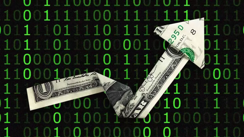 seta em forma de c&eacute;dula de dinheiro representa investimentos em intelig&ecirc;ncia artificial