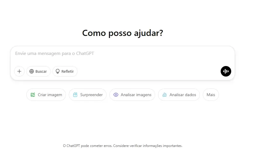 tela inicial do ChatGPT
