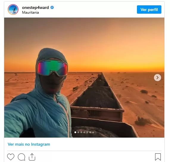 influenciador viaja no trem de ferro da Mauritânia