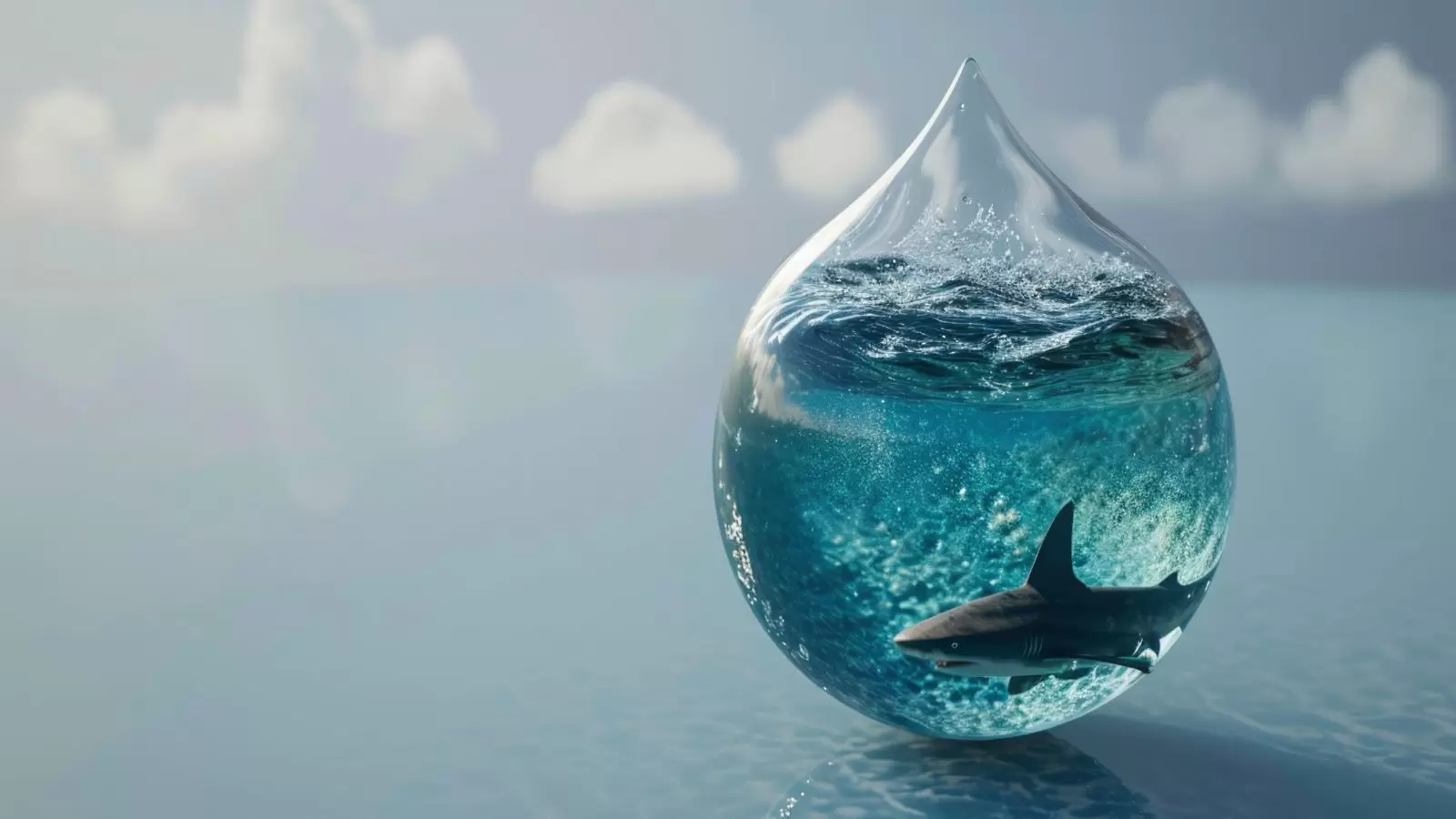 Gota de água realista com um ecossistema