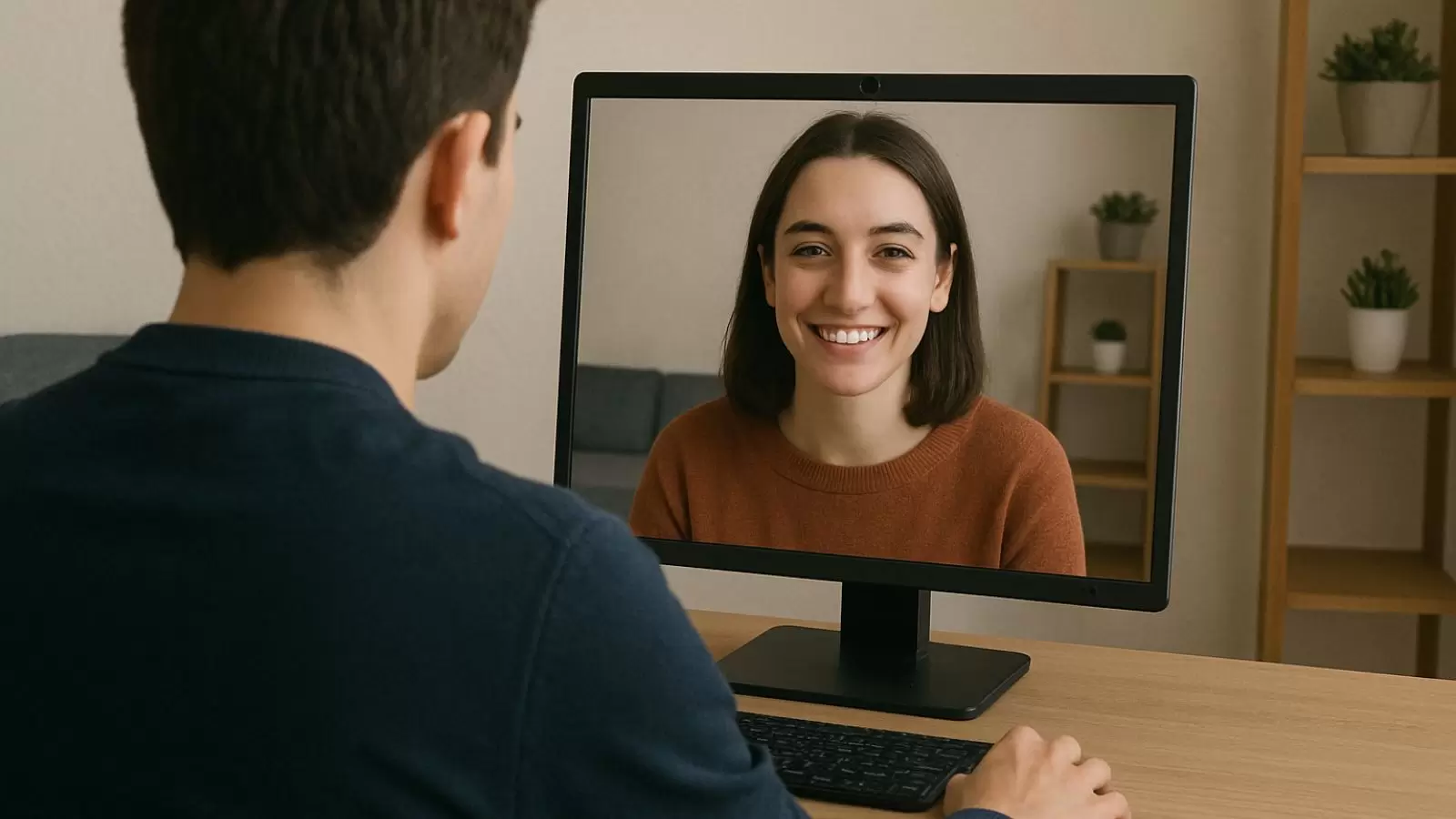 duas pessoas conversando por chamada de vídeo
