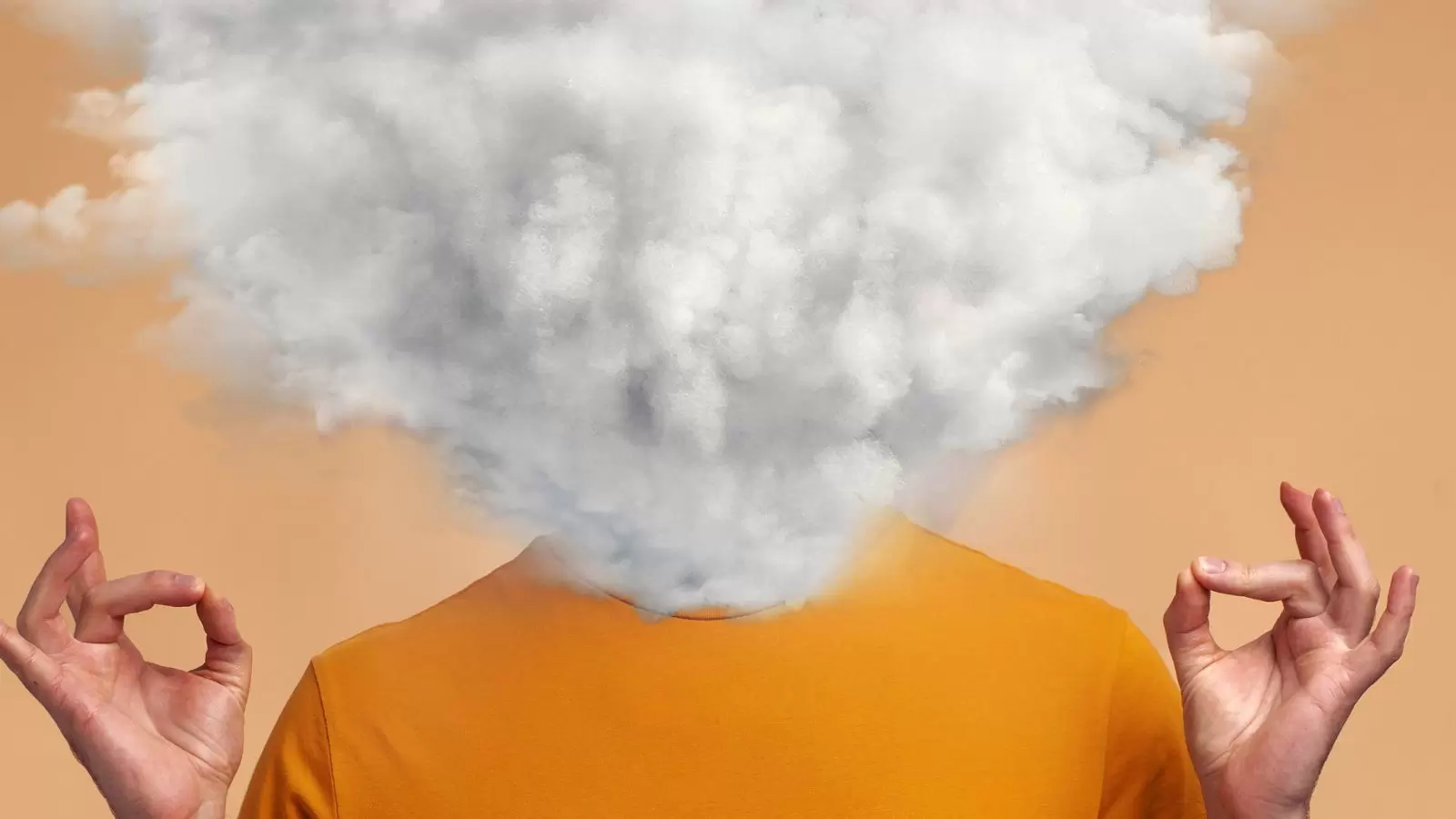 Colagem de cabeças em forma de nuvem