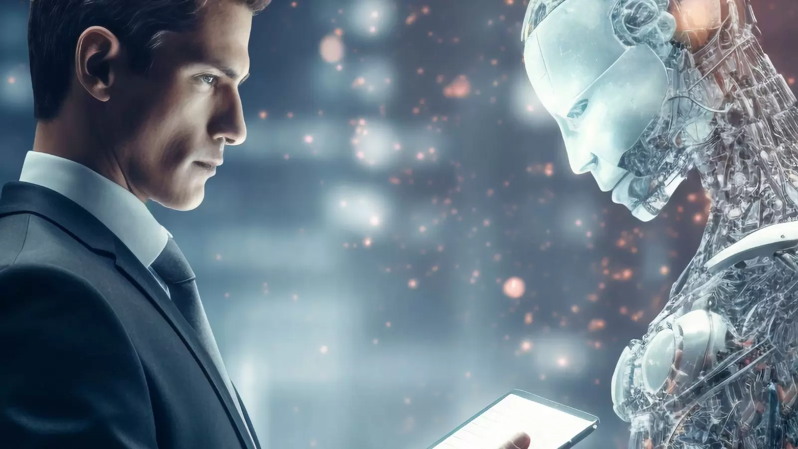 Homem dando comando a IA