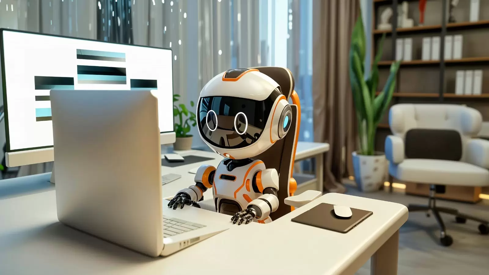 Cena de personagem de desenho animado ai robô