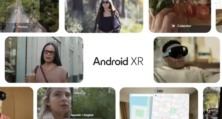 v&aacute;rias telas demonstram as funcionalidades do sistema de realidade virtual Android XR