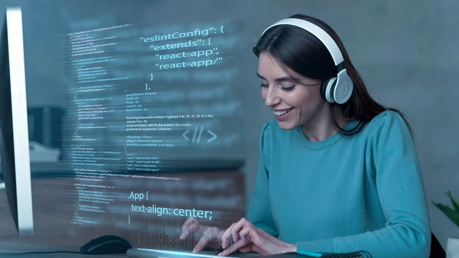 Mulher criando imagem com Inteligência Artificial