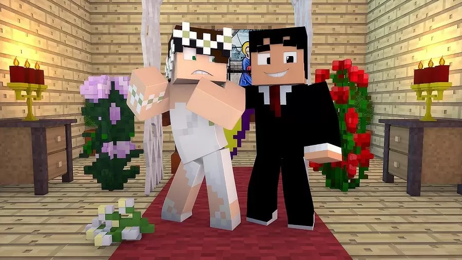 casamento digital no Minecraft