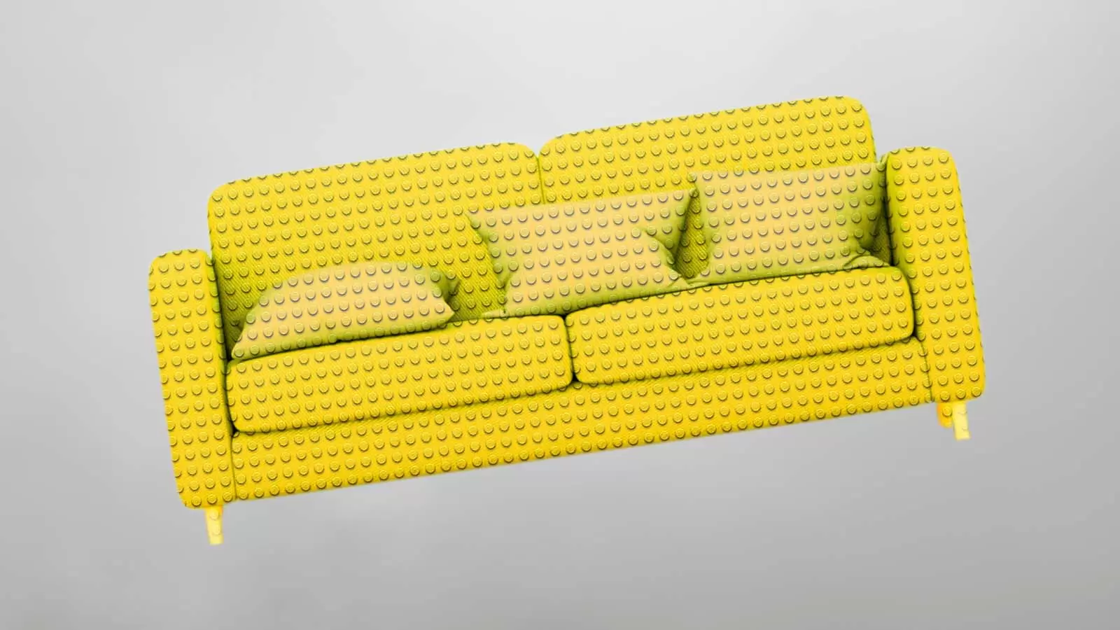 imagem de um sofá amarelo feito de blocos de Lego