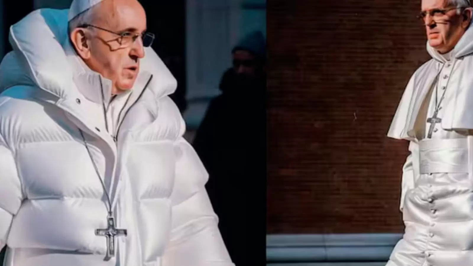 O Papa de jaqueta acolchoada.