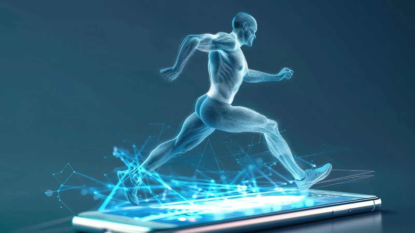 Personagem 3D emergindo de um smartphone