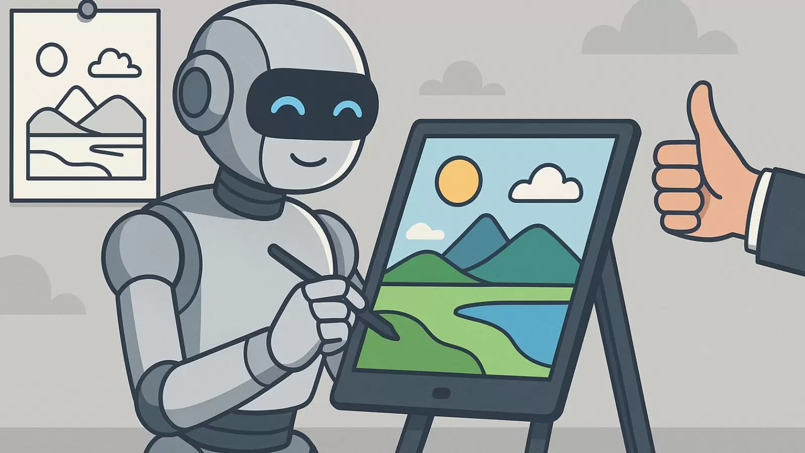 Robô fazendo imagem a pedido de um humano