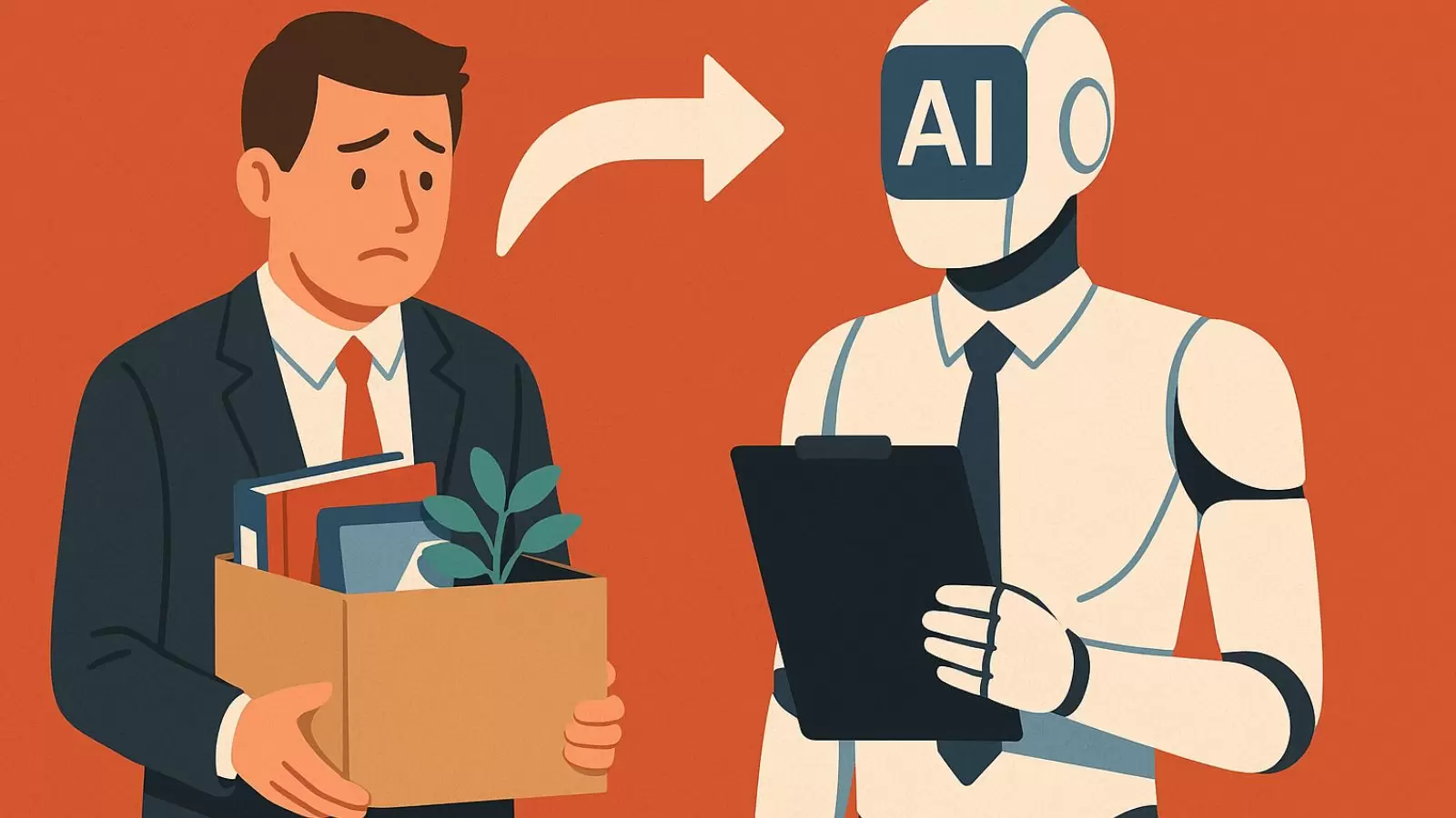 Homem sendo demitido por IA
