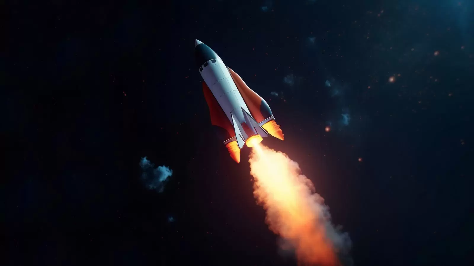 Foguete voar através do espaço