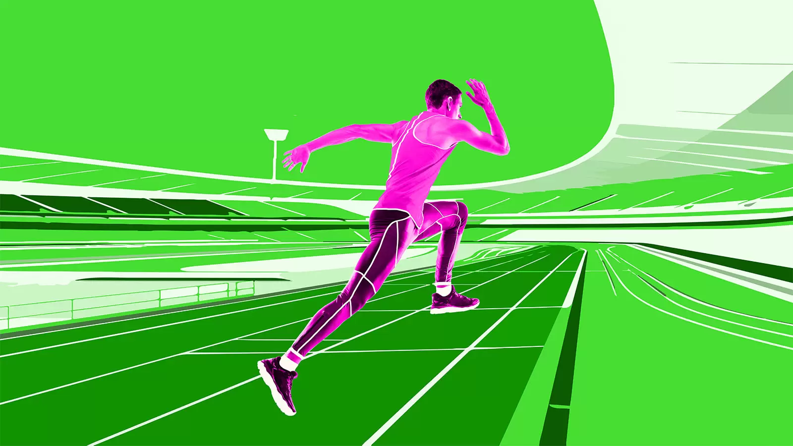 imagem estilizada de atleta em pista de corrida