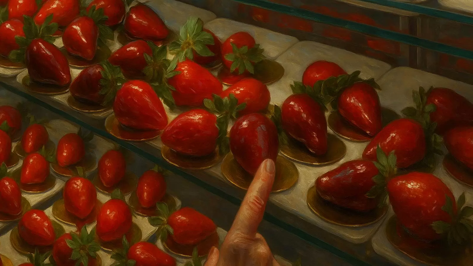 Morango do amor em prateleira