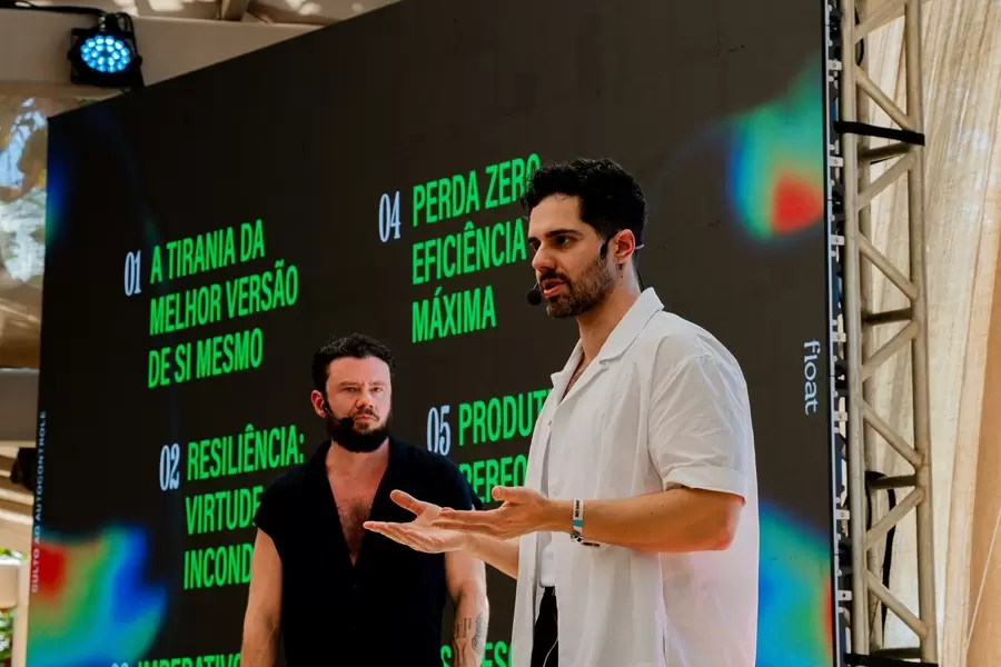 Andr&eacute; Alves e Lucas Liedke, da Float, no KES Summit 2025