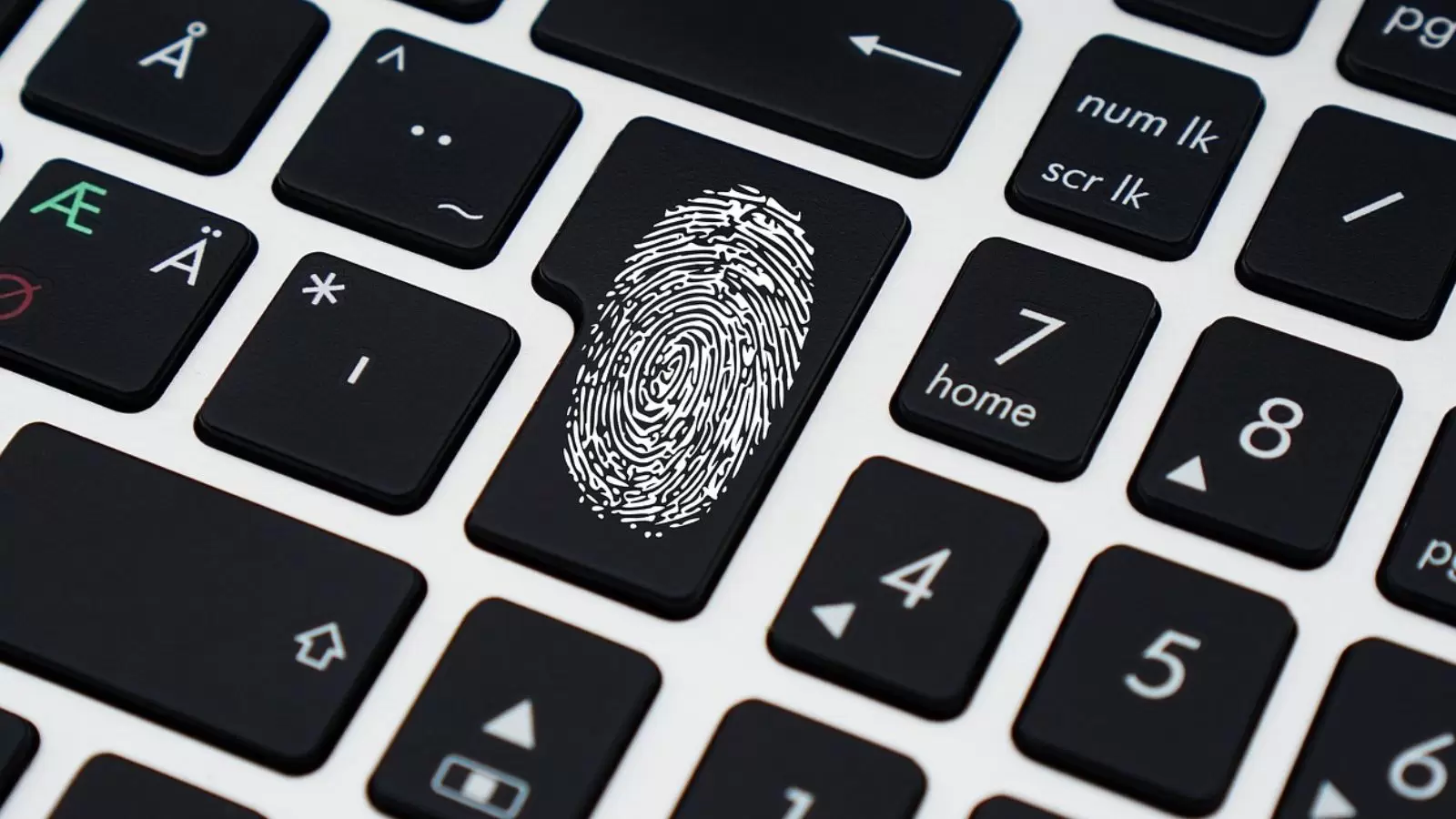 Digital em evidência em teclado de notebook