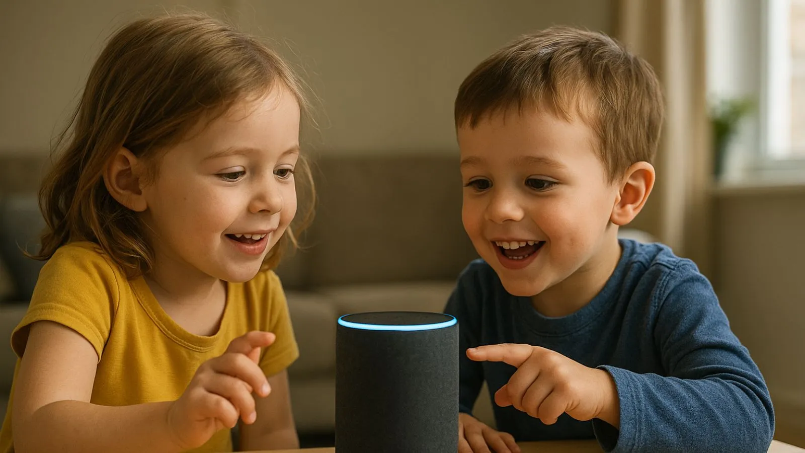 Crianças explorando a Alexa