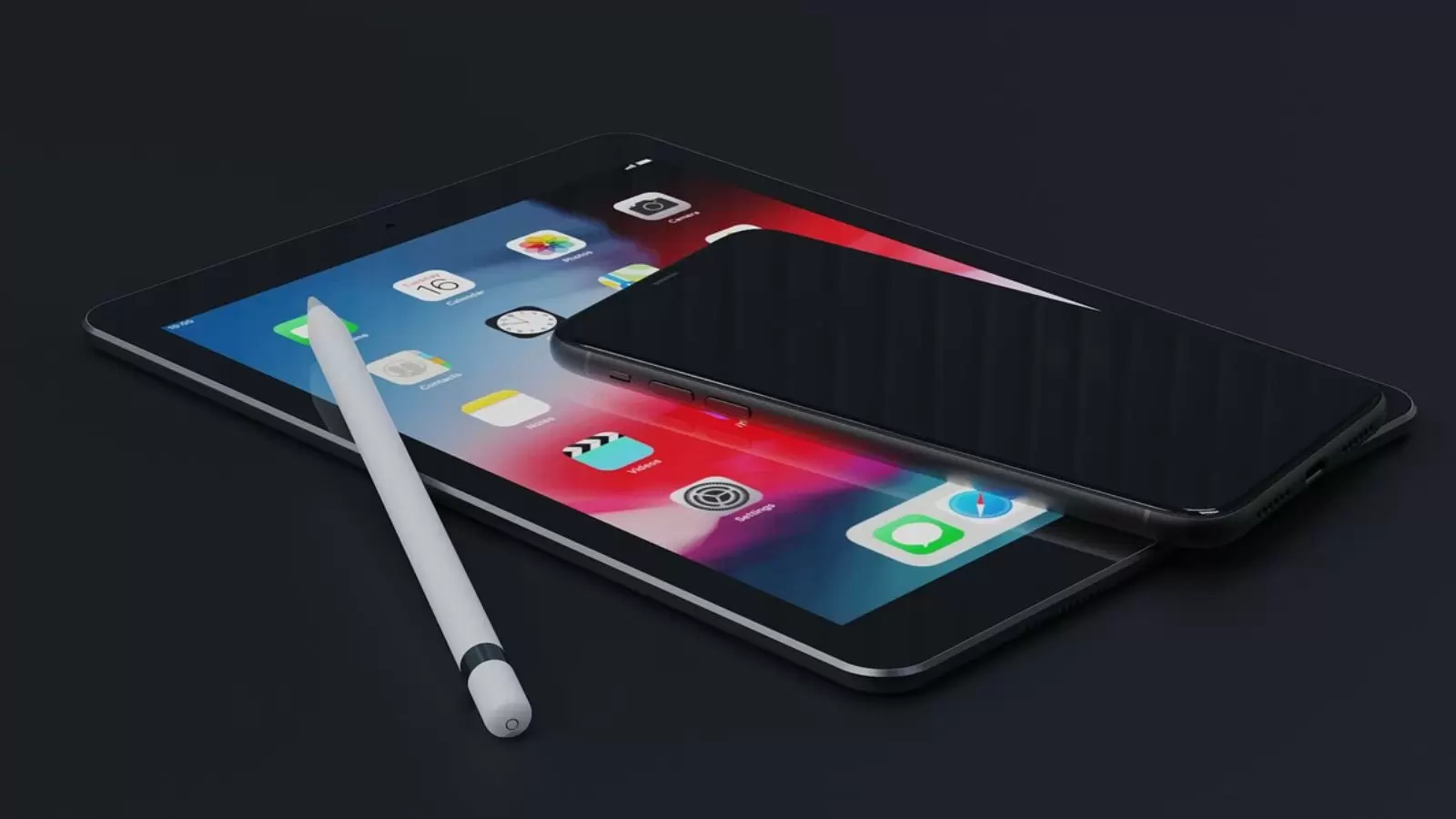 iPad e iPhone em fundo preto