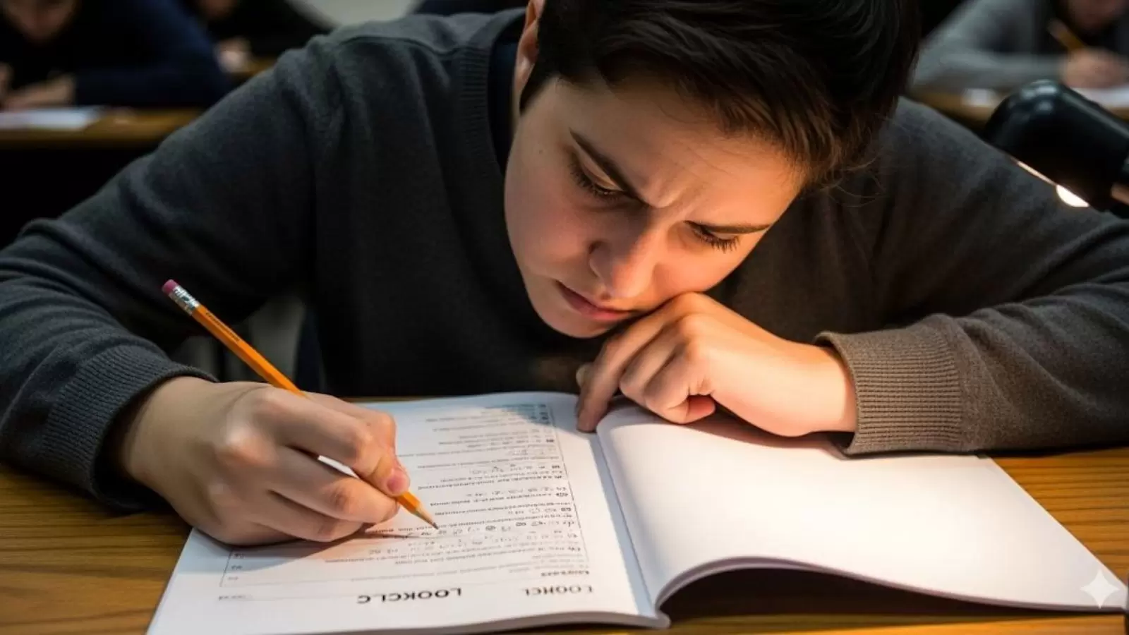 Garoto realizando processo seletivo