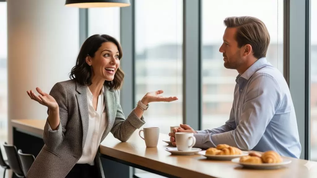 homem e mulher conversando