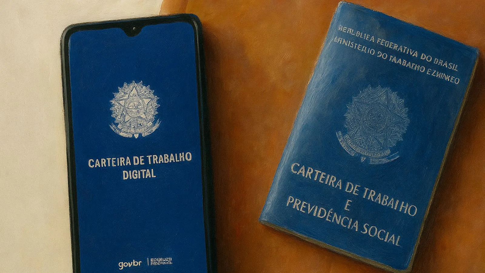 Carteira de trabalho digital e papel