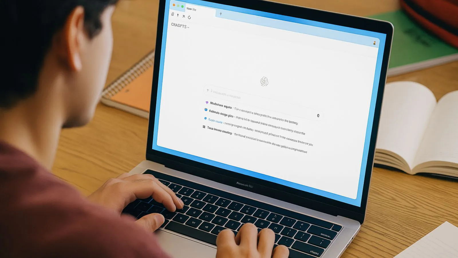 Estudante usando navegador do ChatGPT