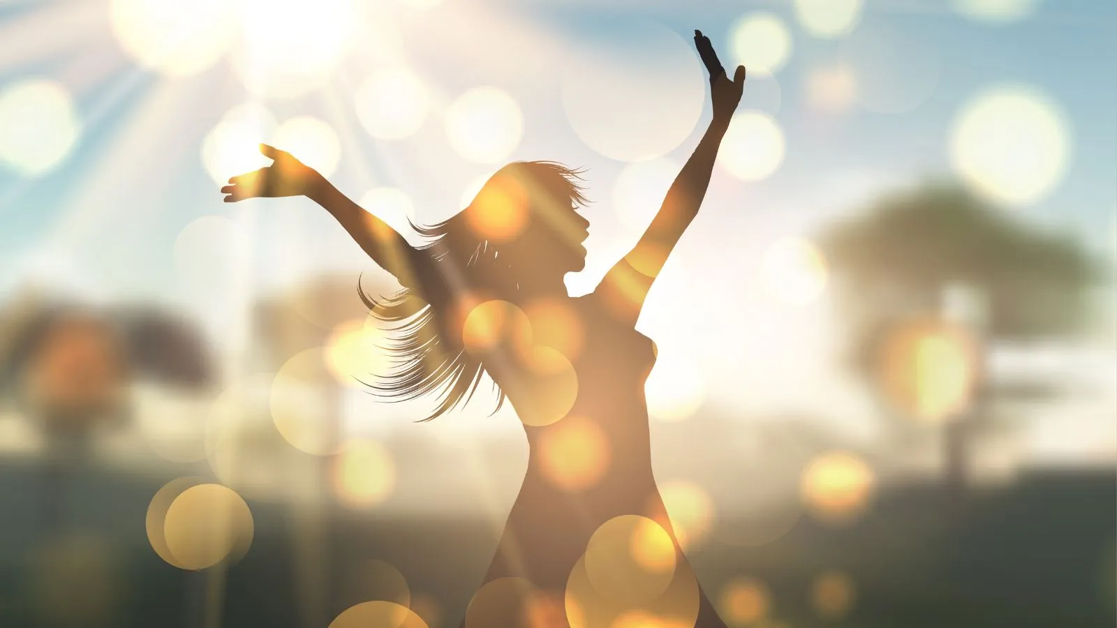 Sombra de mulher pulando felicidade