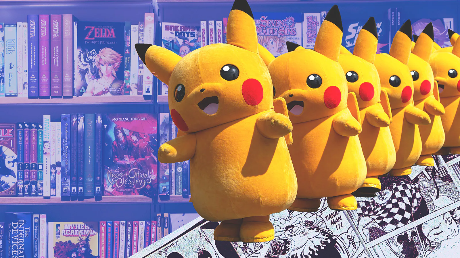 imagens múltiplas do personagem de desenho animado Pikachu