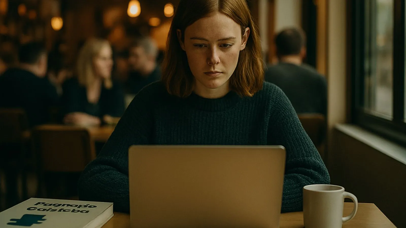 Uma pessoa introvertida social trabalhando em uma cafeteria
