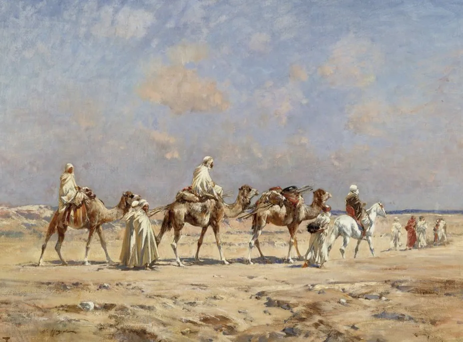 Quadro "Caravana no deserto", de Pierre Victor Huguet