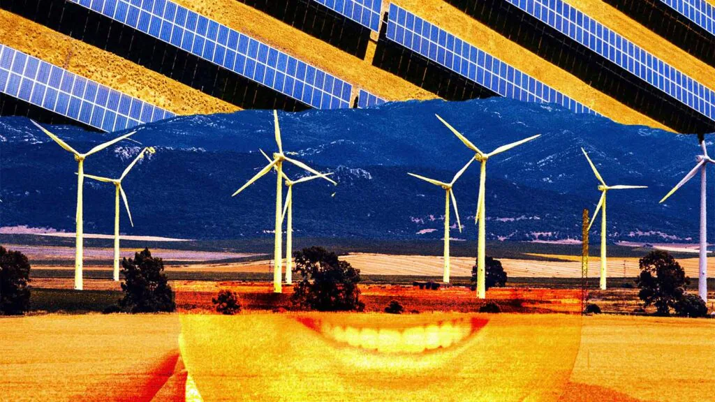 pain&eacute;is de energia solar e torres de energia e&oacute;lica
