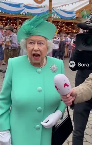 imagem deepfake da rainha Elizabeth dando uma entrevista