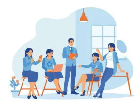 equipe reunida para apresentação de trabalho