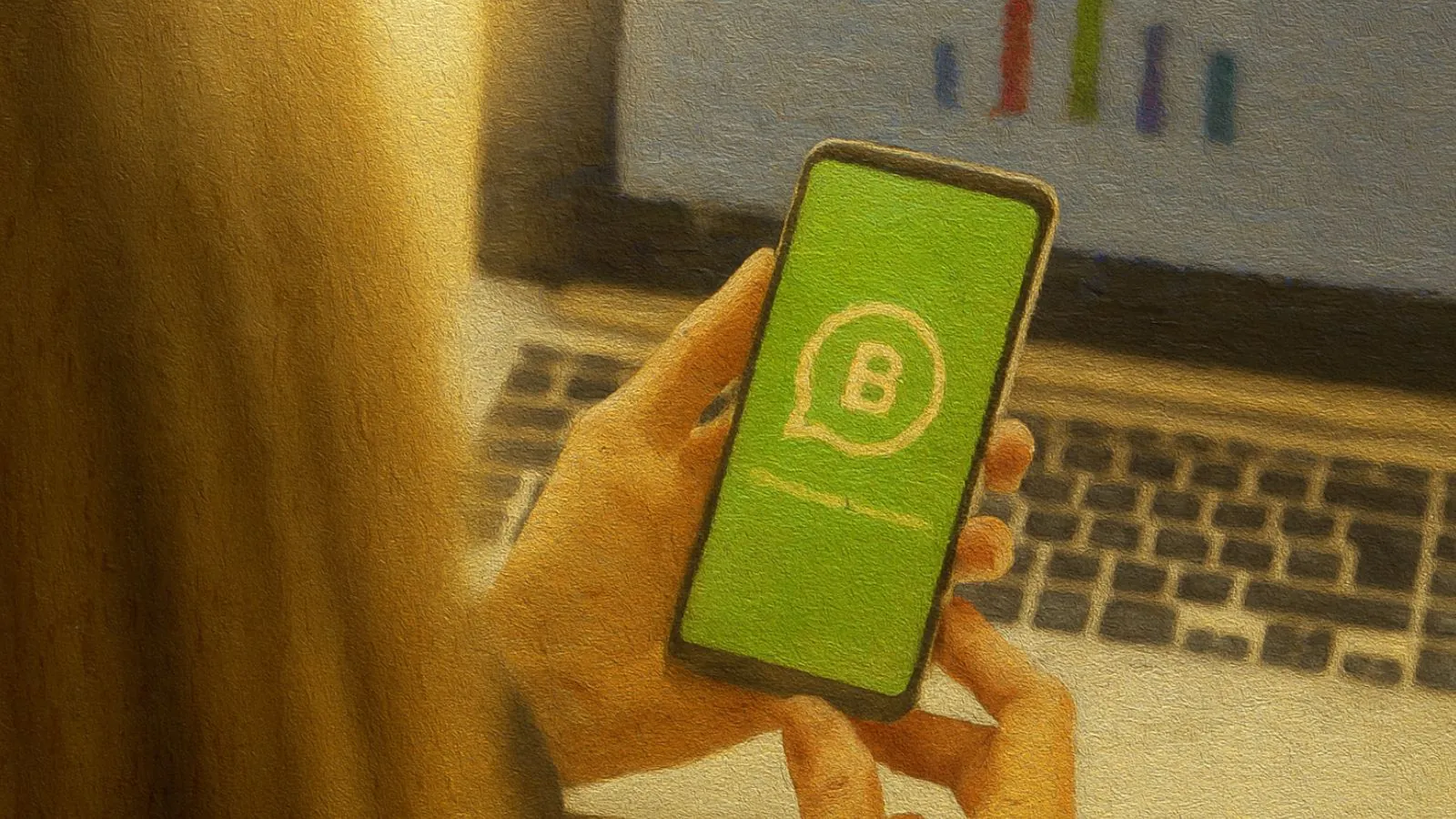 Jovem acessando WhatsApp Business