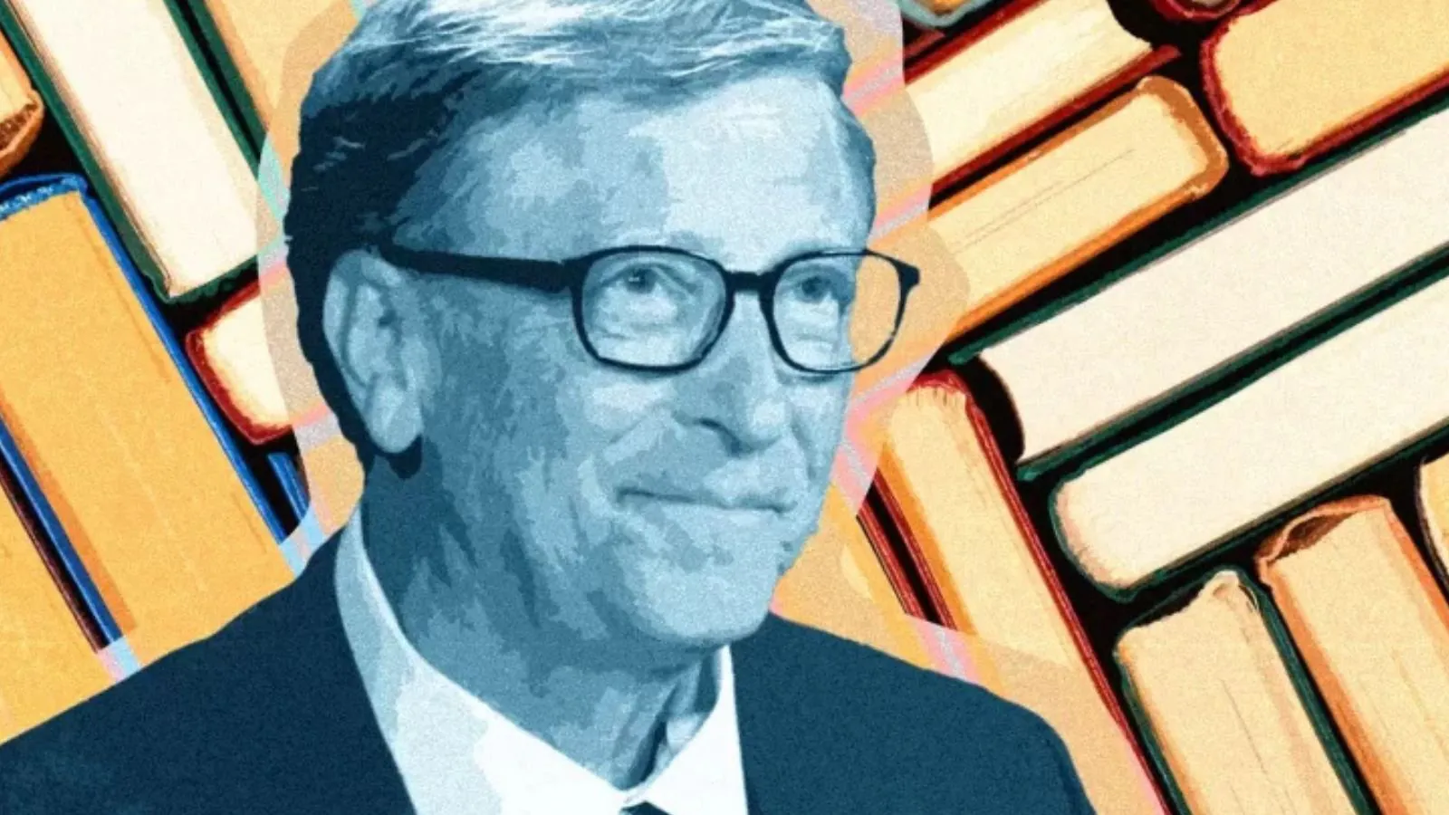 Bill Gates em fundo amarelo