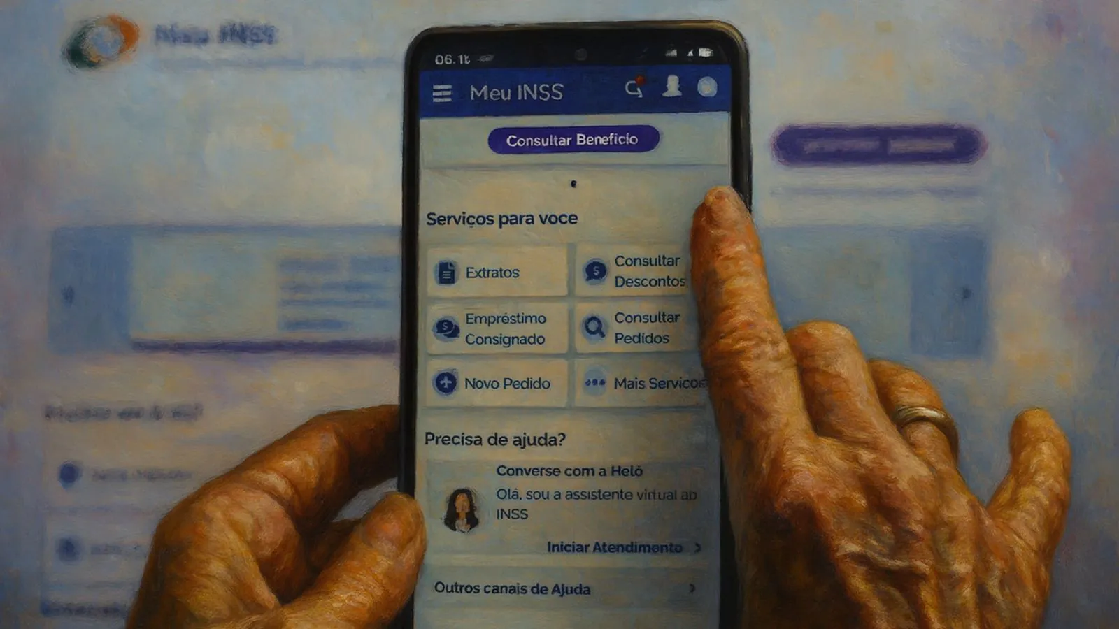 Página do aplicativo do Meu INSS