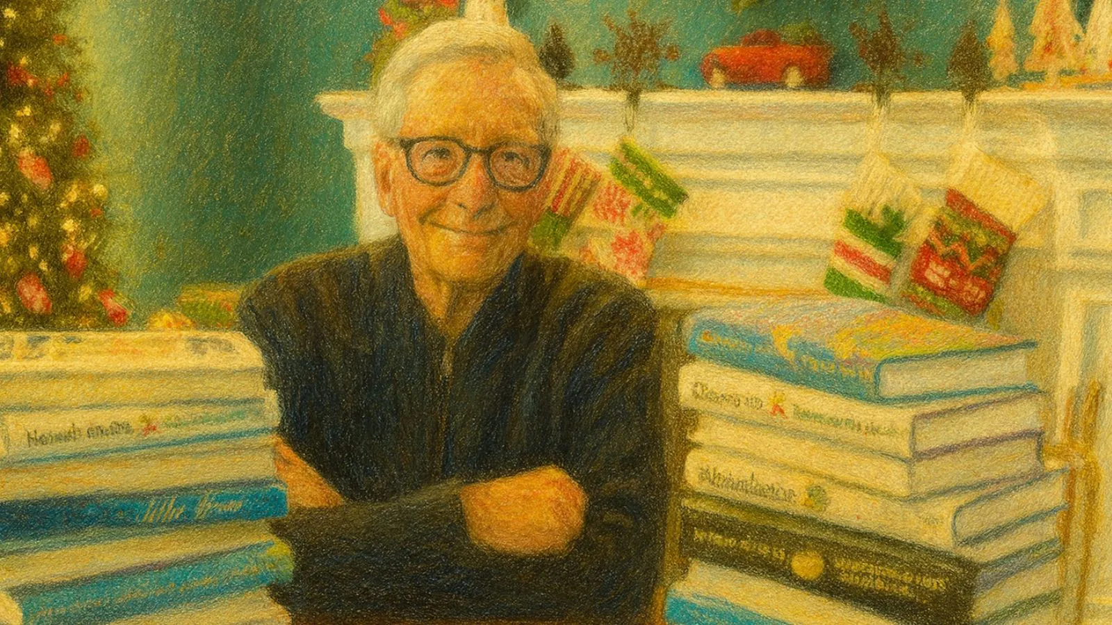 Bill Gates com livros em mesa