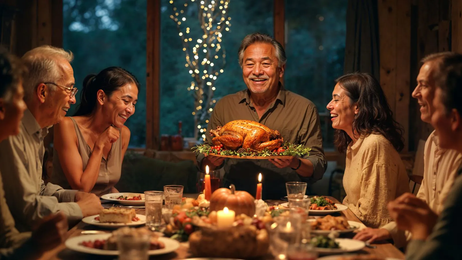 Família fazendo ceia de Ano Novo