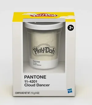 pote de Play-Doh na cor do ano 2026 da Pantone, Cloud Dancer