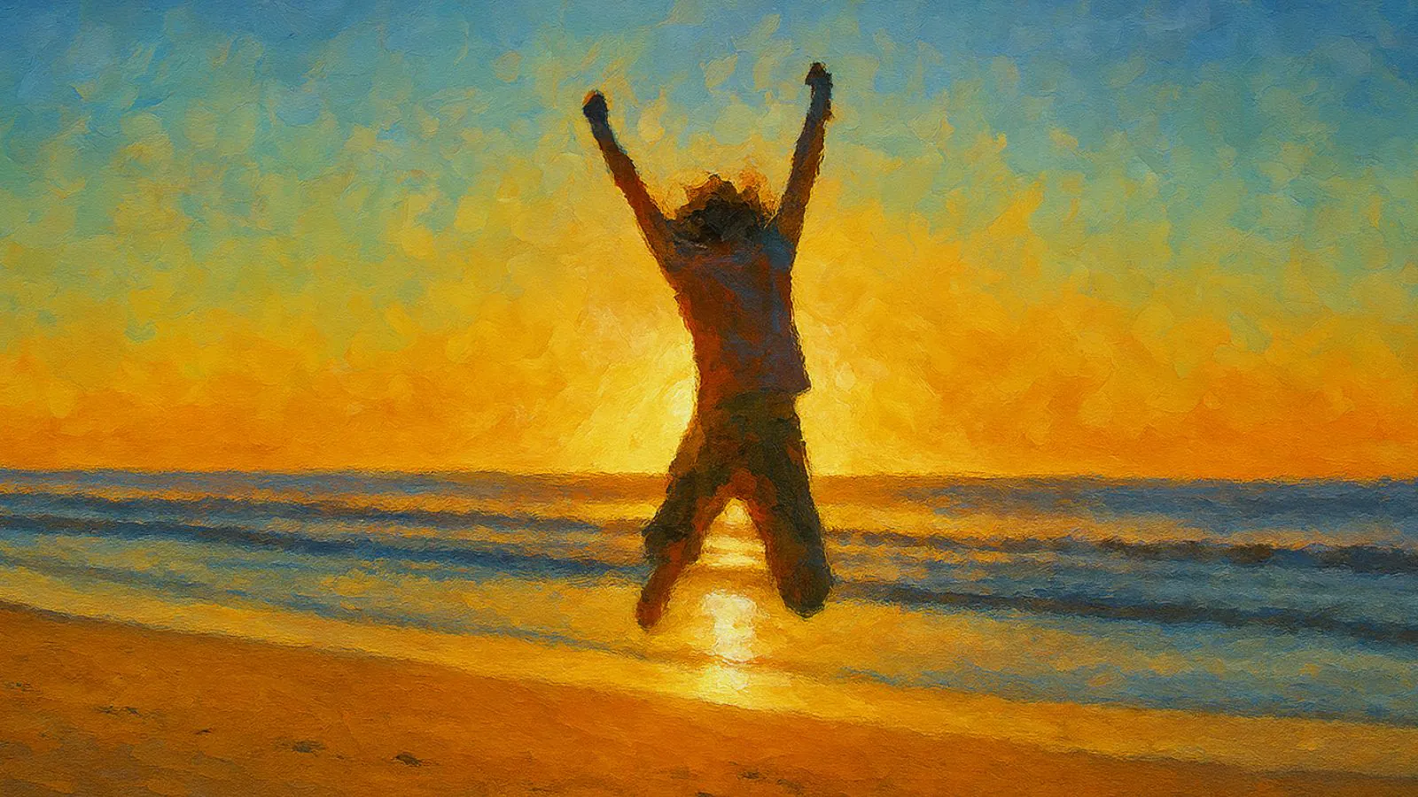 Pessoa feliz na praia