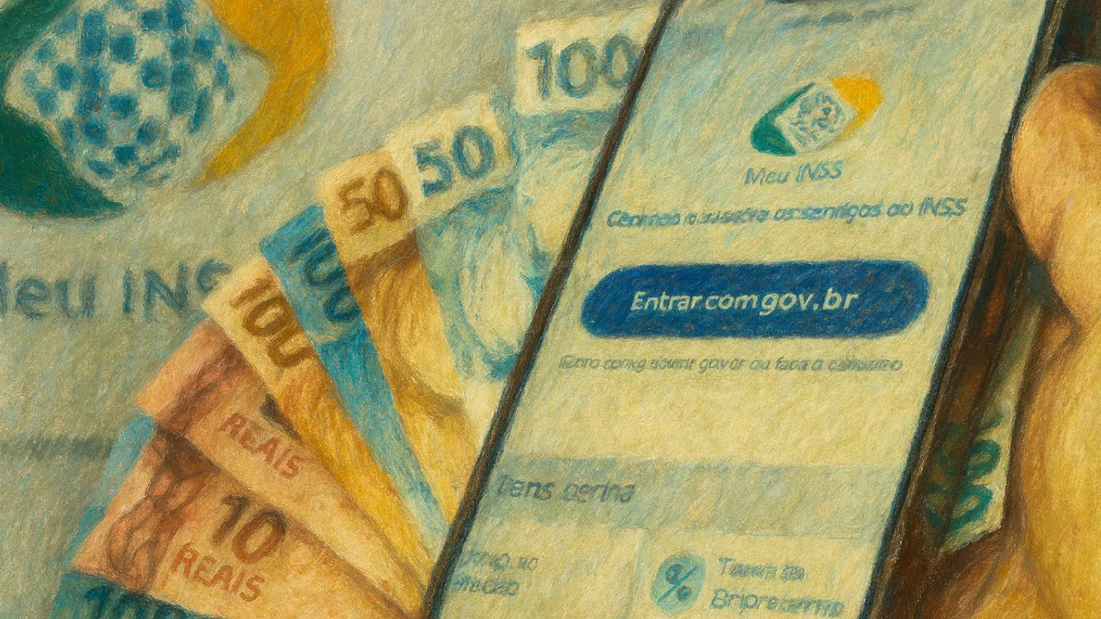 Página do INSS em celular