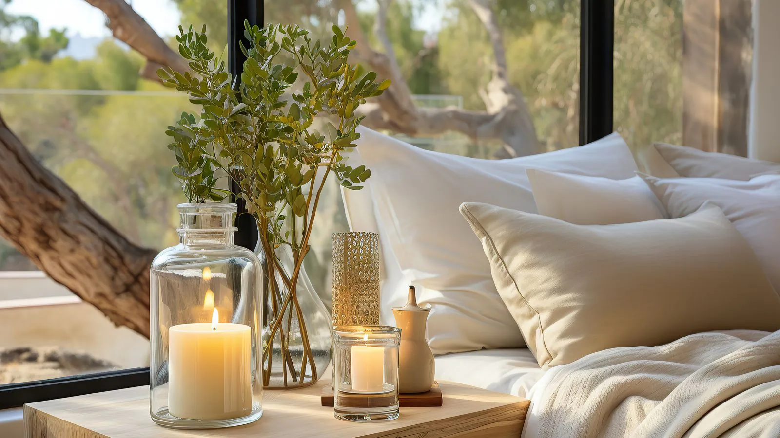 Quarto aconchegante com velas