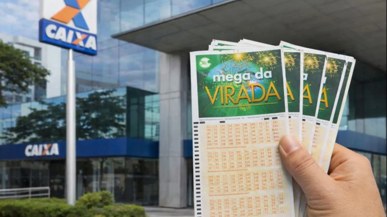Caixa com apostas da Megda da Virada em destaque