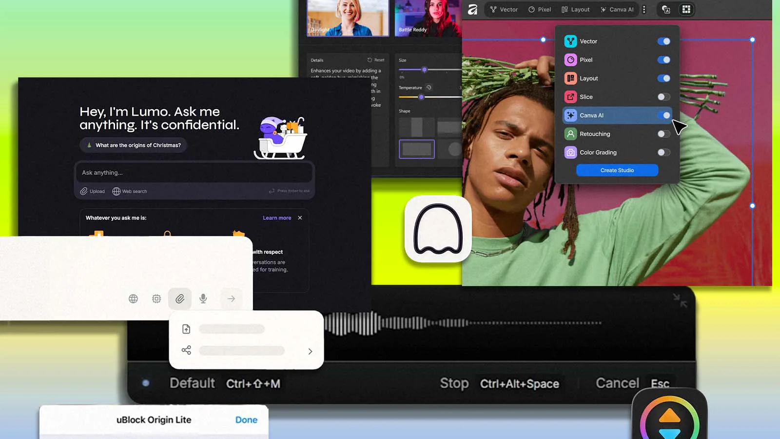 colagem de telas de aplicativos para várias funções