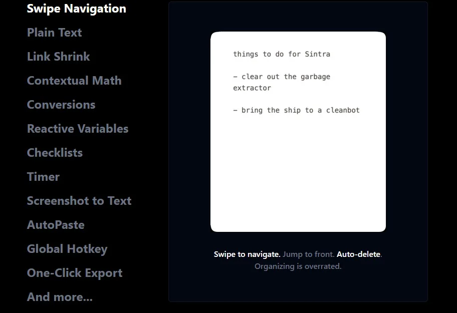 tela do aplicativo Antinote, para notas r&aacute;pidas de texto